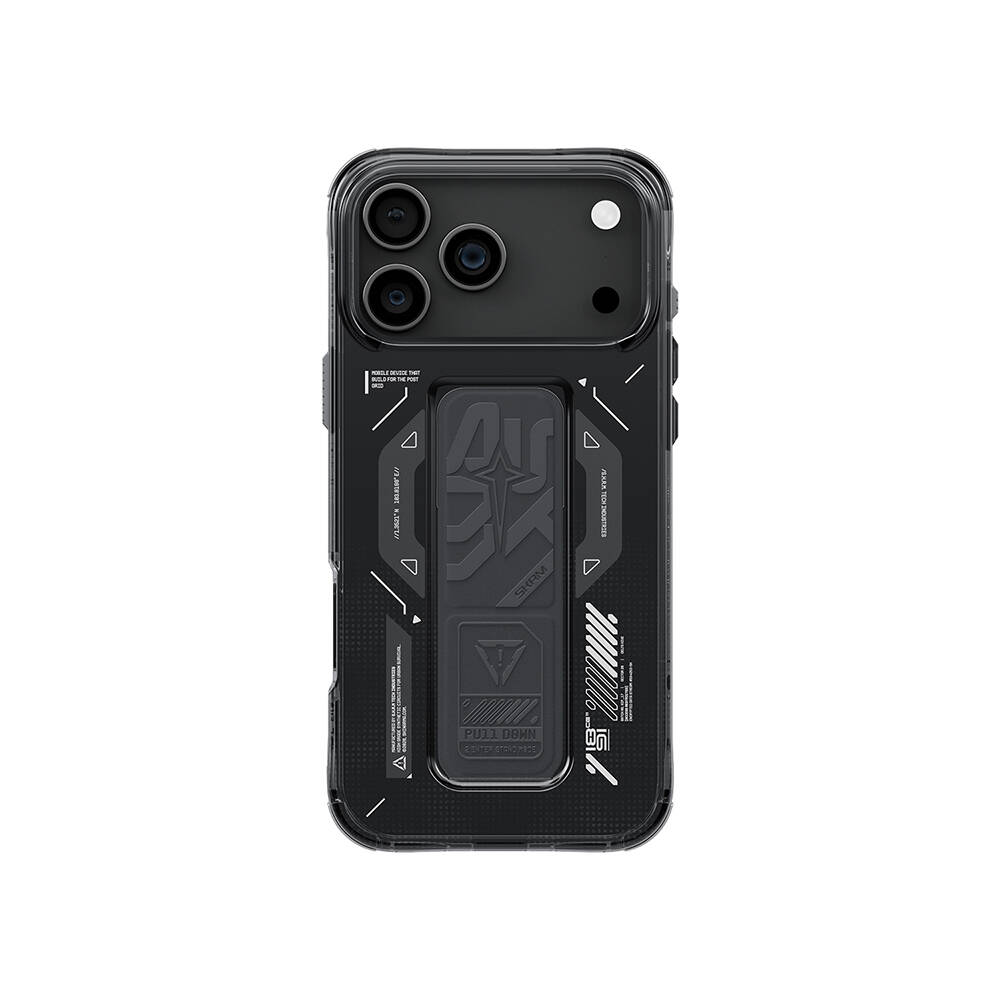 Apple iPhone 17 Pro Max Kılıf M-safe Şarj Özellikli Teknoloji Desenli Skinarma Helio Mag Charge Standlı Kapak - 1