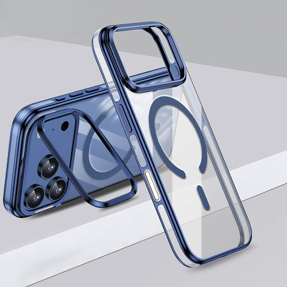 Apple iPhone 17 Pro Max Kılıf M-safe Şarj Özellikli Wlons Standlı Efsane Kapak - 5