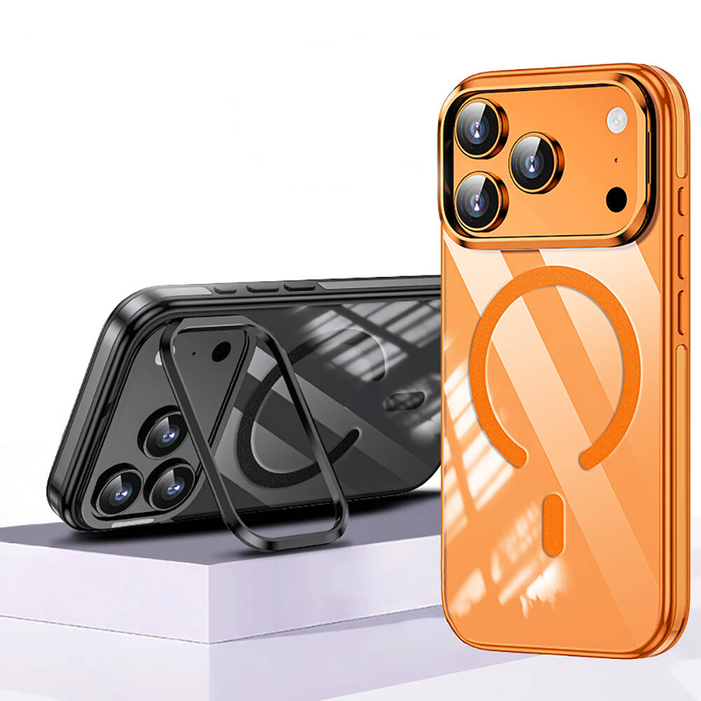 Apple iPhone 17 Pro Max Kılıf M-safe Şarj Özellikli Wlons Standlı Efsane Kapak - 14