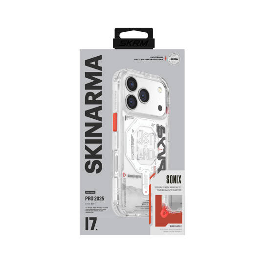 Apple iPhone 17 Pro Max Kılıf M-safe Şarj Özellikli Yazı Desenli Airbag Tasarımlı Skinarma Sonix Kapak - 10