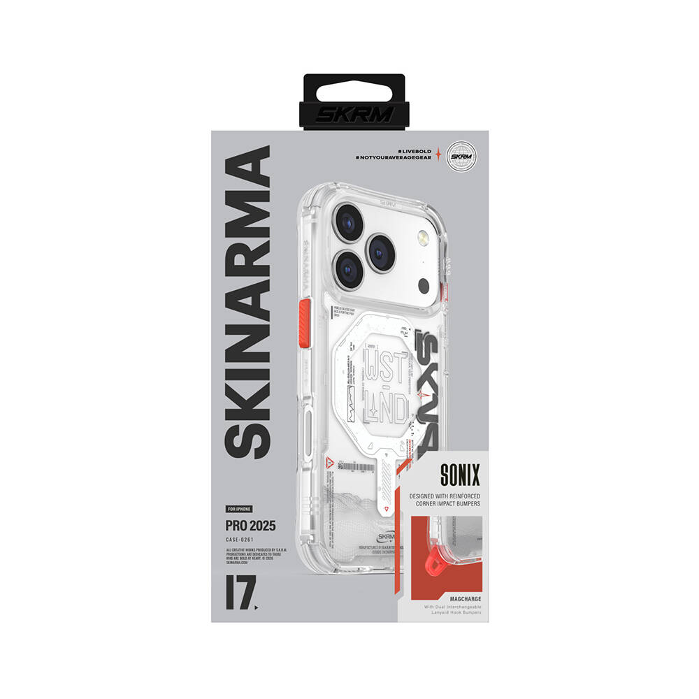 Apple iPhone 17 Pro Max Kılıf M-safe Şarj Özellikli Yazı Desenli Airbag Tasarımlı Skinarma Sonix Kapak - 10