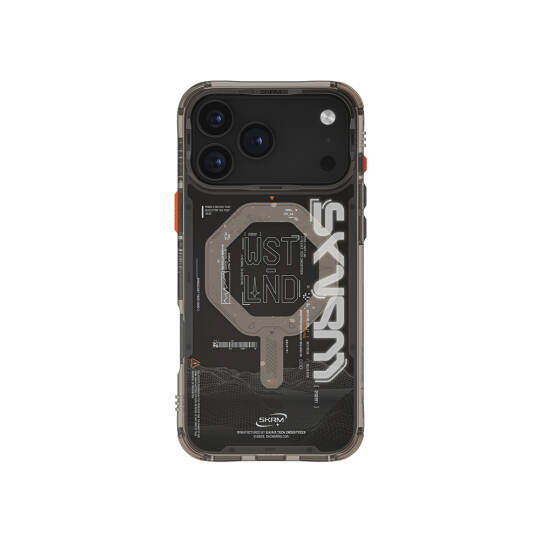 Apple iPhone 17 Pro Max Kılıf M-safe Şarj Özellikli Yazı Desenli Airbag Tasarımlı Skinarma Sonix Kapak Siyah