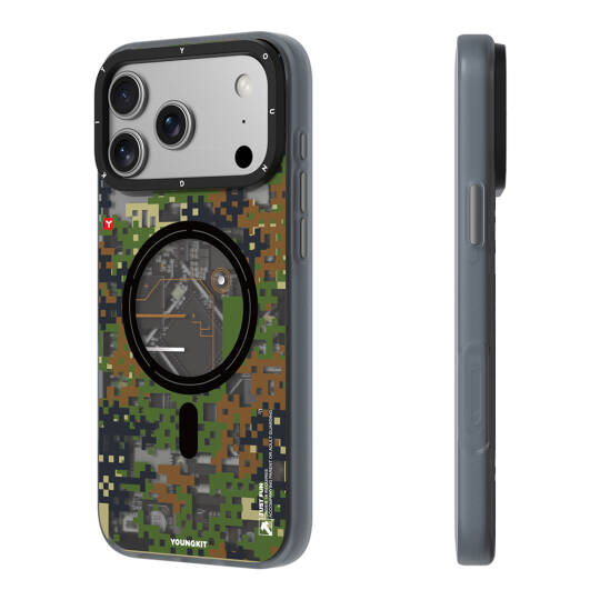 Apple iPhone 17 Pro Max Kılıf M-Safe Şarj Özellikli Youngkit Camouflage Sykell Serisi Kapak - 14
