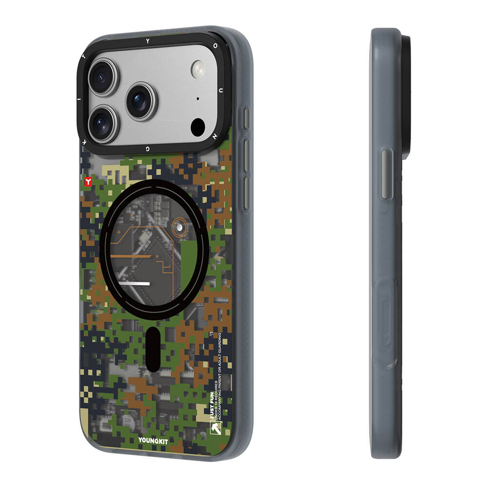 Apple iPhone 17 Pro Max Kılıf M-Safe Şarj Özellikli Youngkit Camouflage Sykell Serisi Kapak - 14
