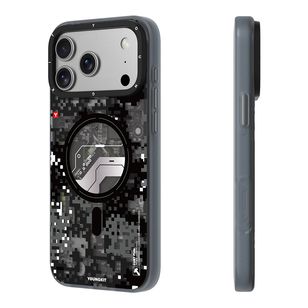 Apple iPhone 17 Pro Max Kılıf M-Safe Şarj Özellikli Youngkit Camouflage Sykell Serisi Kapak - 16