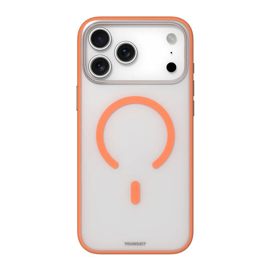 Apple iPhone 17 Pro Max Kılıf M-safe Şarj Özellikli Youngkit Clear Serisi Kapak Turuncu