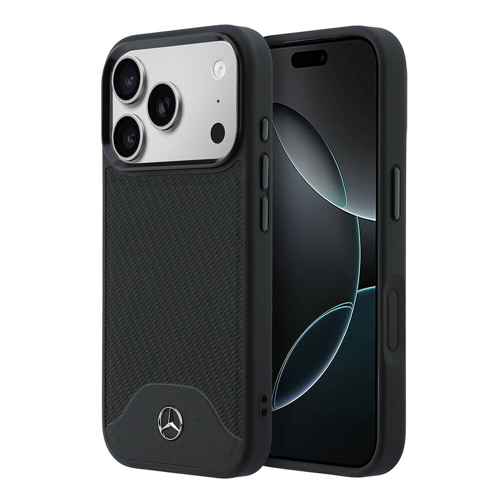 Apple iPhone 17 Pro Max Kılıf Mercedes Benz Orjinal Lisanslı M-safe Şarj Özellikli 3D Metal Logolu Wood Deri Dokumalı Kapak - 1