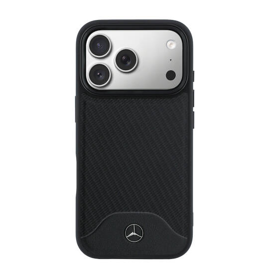Apple iPhone 17 Pro Max Kılıf Mercedes Benz Orjinal Lisanslı M-safe Şarj Özellikli 3D Metal Logolu Wood Deri Dokumalı Kapak - 3