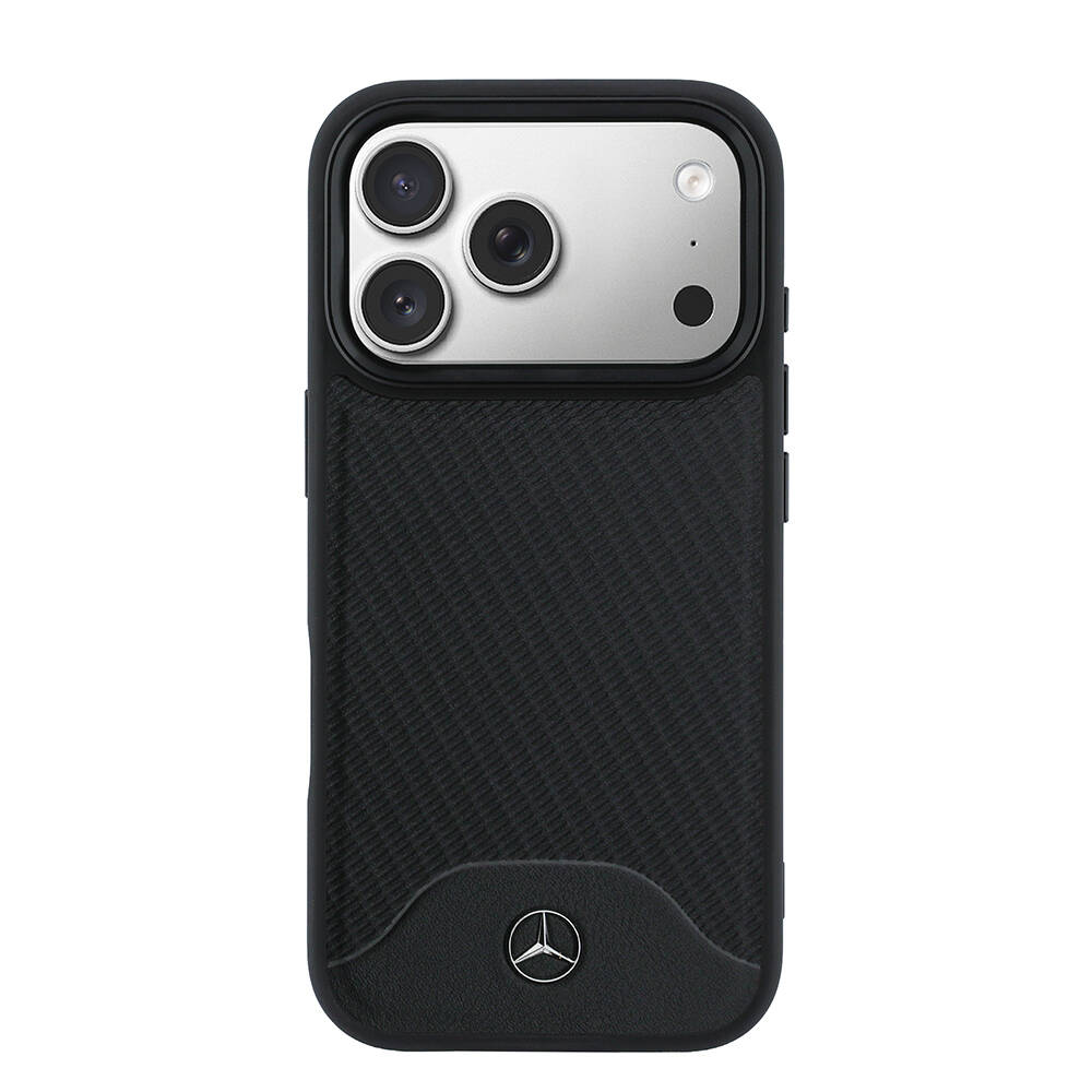 Apple iPhone 17 Pro Max Kılıf Mercedes Benz Orjinal Lisanslı M-safe Şarj Özellikli 3D Metal Logolu Wood Deri Dokumalı Kapak - 3