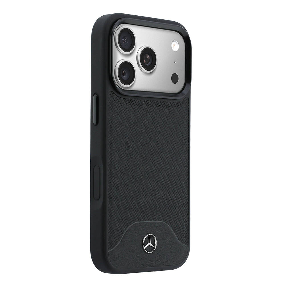 Apple iPhone 17 Pro Max Kılıf Mercedes Benz Orjinal Lisanslı M-safe Şarj Özellikli 3D Metal Logolu Wood Deri Dokumalı Kapak - 4
