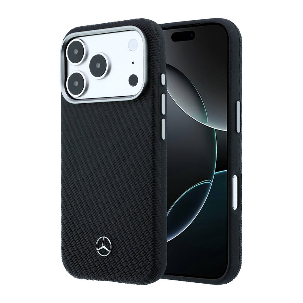 Apple iPhone 17 Pro Max Kılıf Mercedes Benz Orjinal Lisanslı M-safe Şarj Özellikli 3D Metal Logolu Wrap Wood Deri Kapak - 1
