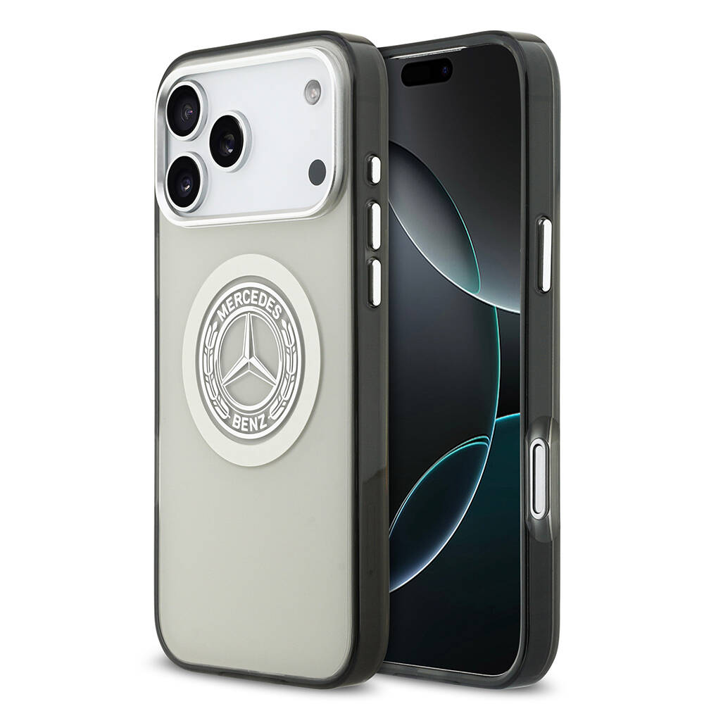Apple iPhone 17 Pro Max Kılıf Mercedes Benz Orjinal Lisanslı M-safe Şarj Özellikli Çift Katmanlı PC Nostaljik Yıldız Dizayn Kapak - 4