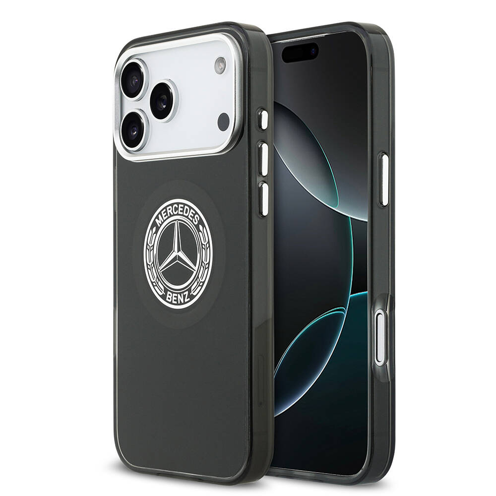 Apple iPhone 17 Pro Max Kılıf Mercedes Benz Orjinal Lisanslı M-safe Şarj Özellikli Çift Katmanlı PC Nostaljik Yıldız Dizayn Kapak - 3