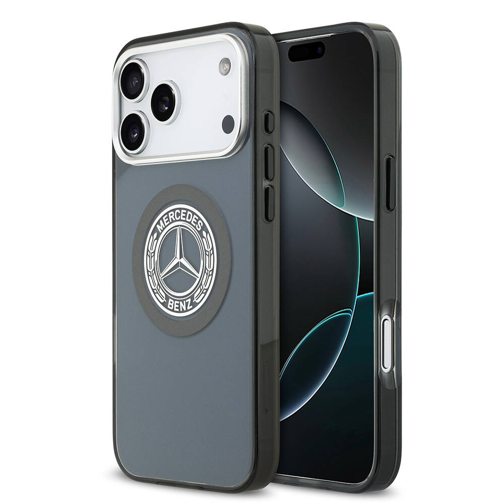 Apple iPhone 17 Pro Max Kılıf Mercedes Benz Orjinal Lisanslı M-safe Şarj Özellikli Çift Katmanlı PC Nostaljik Yıldız Dizayn Kapak - 2