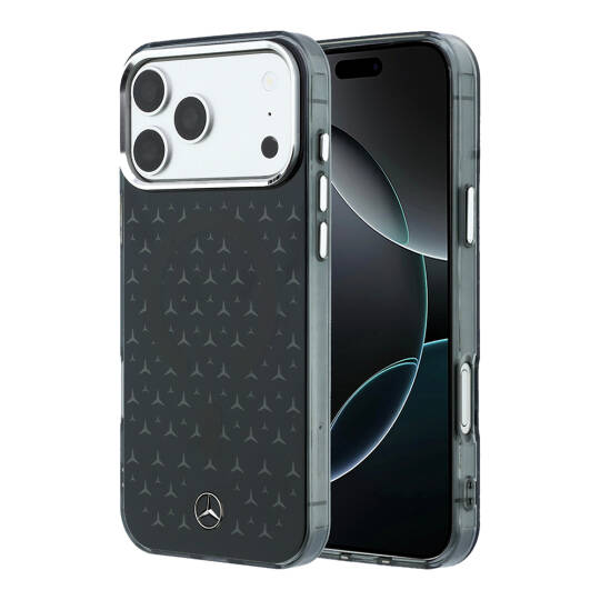 Apple iPhone 17 Pro Max Kılıf Mercedes Benz Orjinal Lisanslı M-Safe Şarj Özellikli Çift Katmanlı Yıldız Desenli Dizayn Kapak - 9