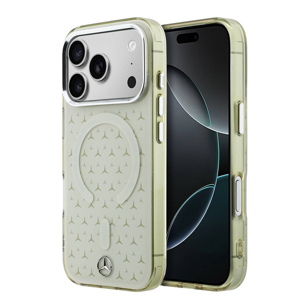 Apple iPhone 17 Pro Max Kılıf Mercedes Benz Orjinal Lisanslı M-Safe Şarj Özellikli Çift Katmanlı Yıldız Desenli Dizayn Kapak - 1