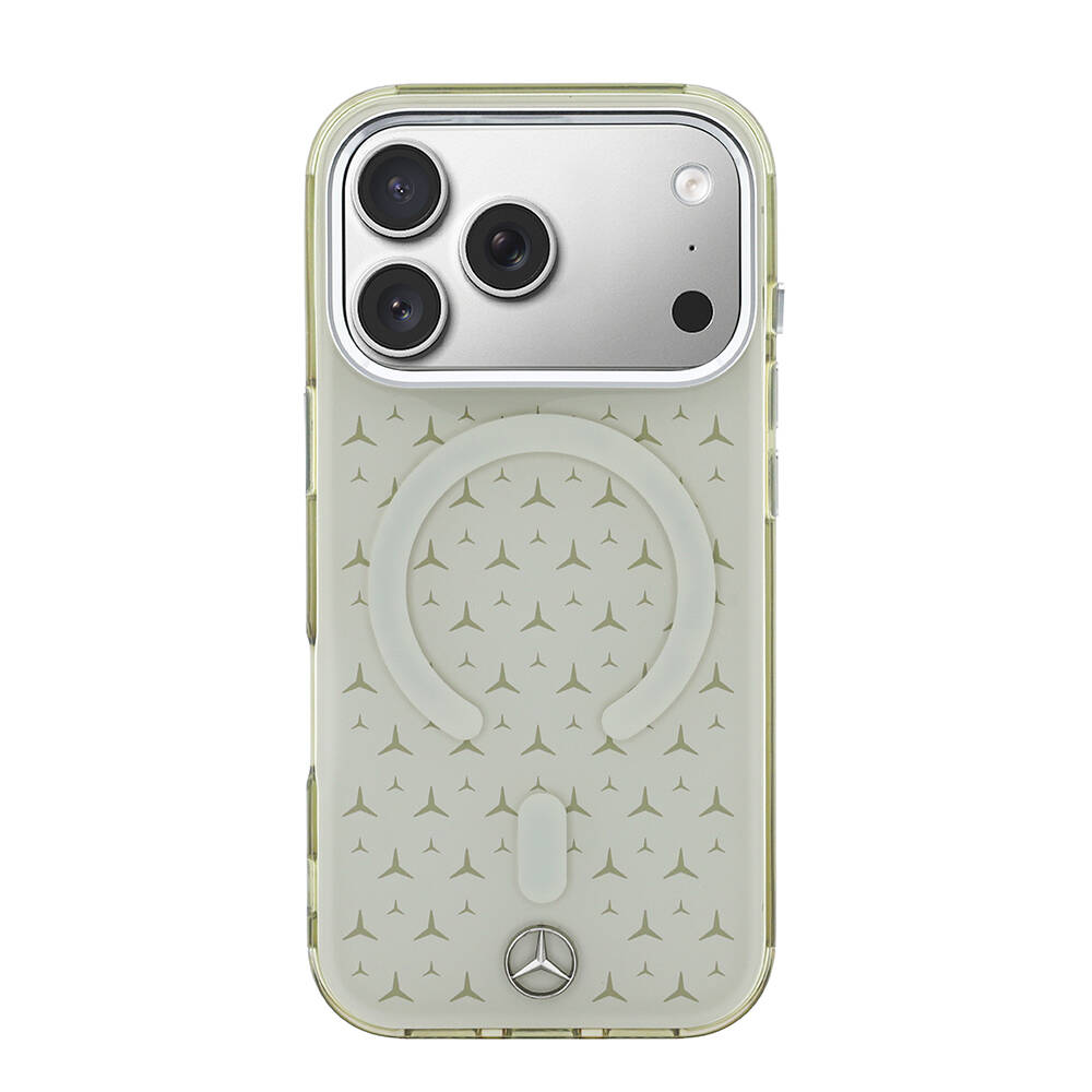 Apple iPhone 17 Pro Max Kılıf Mercedes Benz Orjinal Lisanslı M-Safe Şarj Özellikli Çift Katmanlı Yıldız Desenli Dizayn Kapak - 3