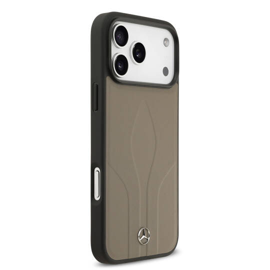 Apple iPhone 17 Pro Max Kılıf Mercedes Benz Orjinal Lisanslı M-safe Şarj Özellikli Dokulu Desenli Deri Kapak - 13