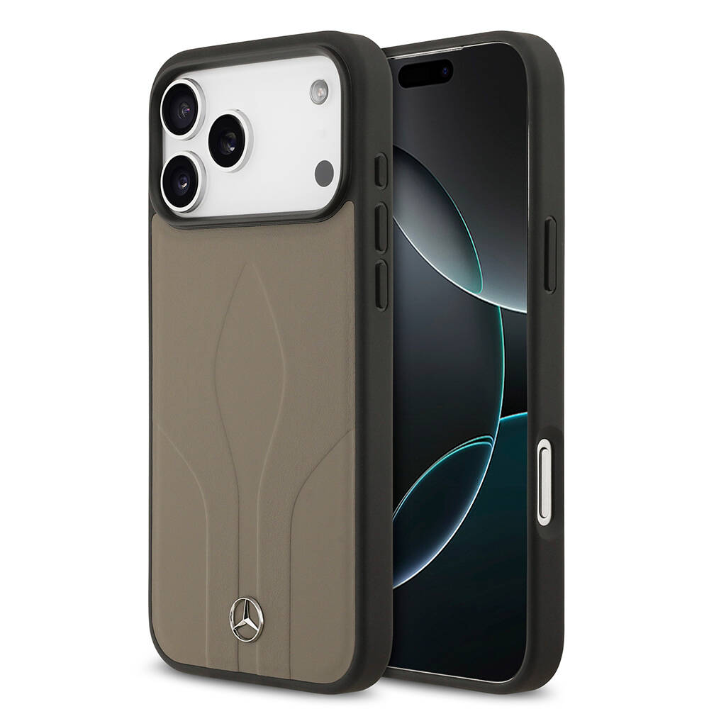 Apple iPhone 17 Pro Max Kılıf Mercedes Benz Orjinal Lisanslı M-safe Şarj Özellikli Dokulu Desenli Deri Kapak - 2