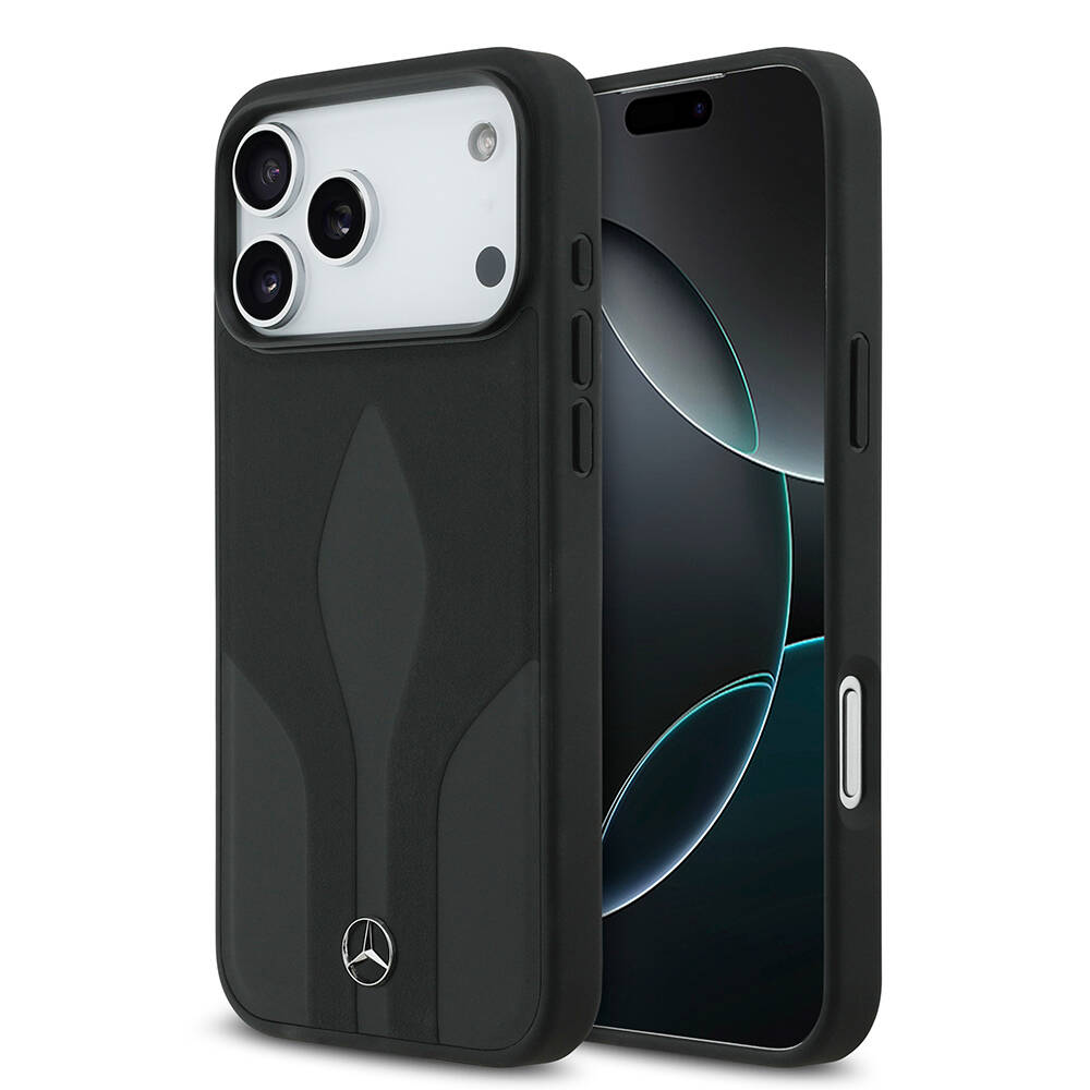 Apple iPhone 17 Pro Max Kılıf Mercedes Benz Orjinal Lisanslı M-safe Şarj Özellikli Dokulu Desenli Deri Kapak - 1