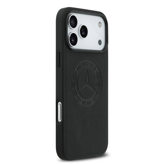 Apple iPhone 17 Pro Max Kılıf Mercedes Benz Orjinal Lisanslı M-safe Şarj Özellikli Hakiki Deri Nostaljik Yıldız Dizayn Kapak - 6