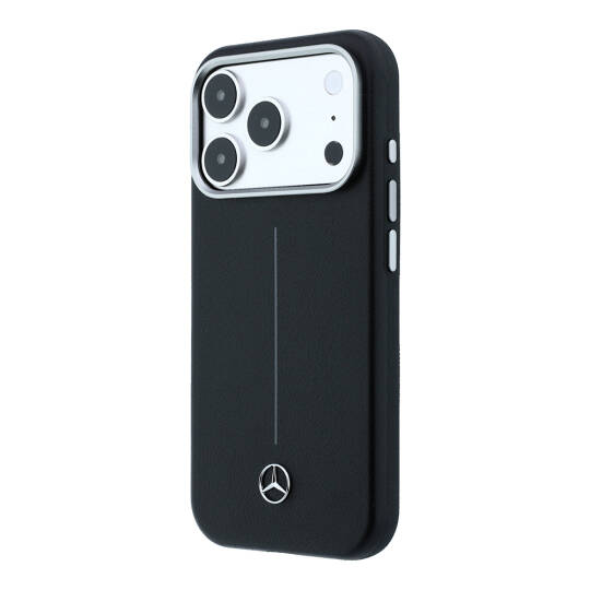 Apple iPhone 17 Pro Max Kılıf Mercedes Benz Orjinal Lisanslı M-safe Şarj Özellikli Metal Yıldız Logolu Çizgili Deri Kapak - 2