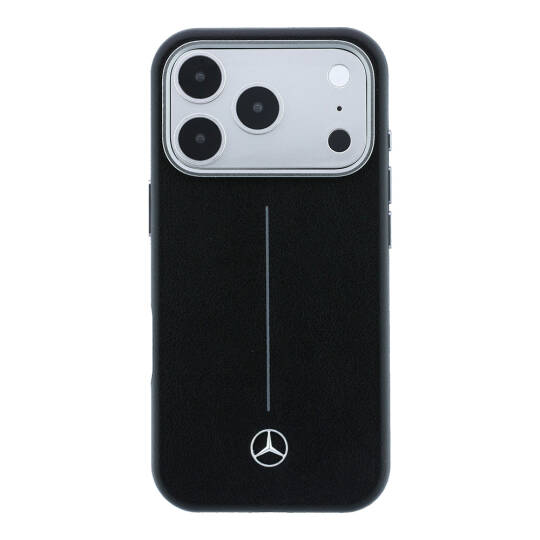 Apple iPhone 17 Pro Max Kılıf Mercedes Benz Orjinal Lisanslı M-safe Şarj Özellikli Metal Yıldız Logolu Çizgili Deri Kapak - 3