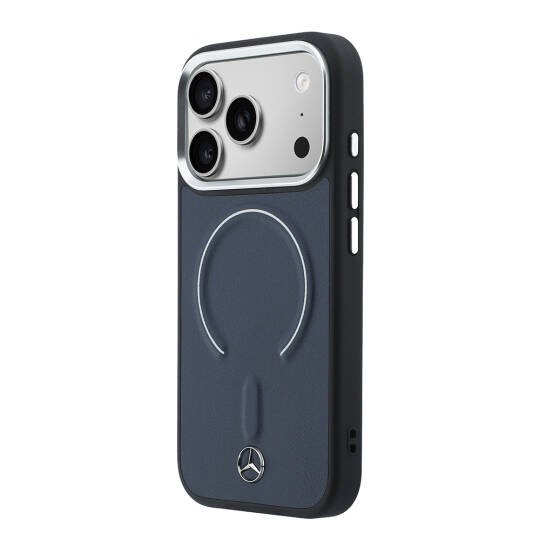 Apple iPhone 17 Pro Max Kılıf Mercedes Benz Orjinal Lisanslı M-safe Şarj Özellikli Metal Yıldız Logolu Kabartmalı Deri Kapak - 10