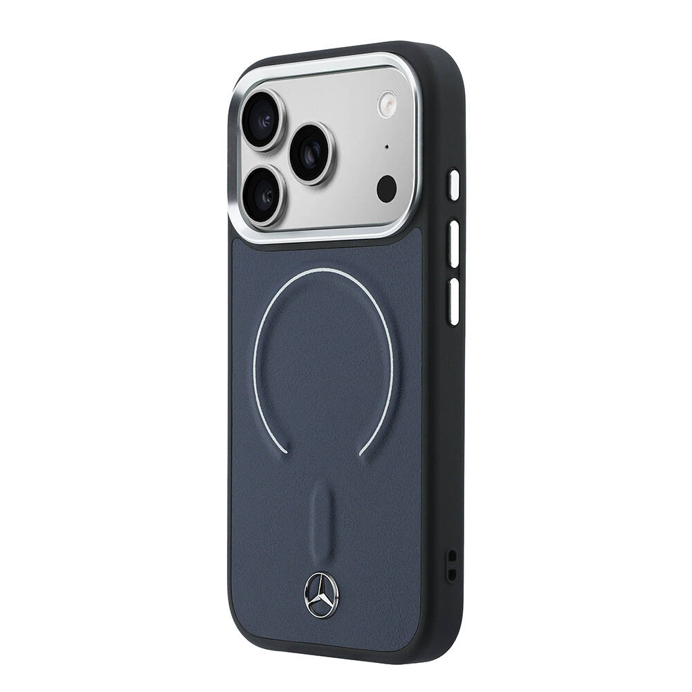Apple iPhone 17 Pro Max Kılıf Mercedes Benz Orjinal Lisanslı M-safe Şarj Özellikli Metal Yıldız Logolu Kabartmalı Deri Kapak - 10