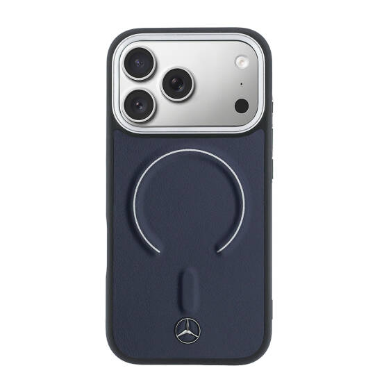 Apple iPhone 17 Pro Max Kılıf Mercedes Benz Orjinal Lisanslı M-safe Şarj Özellikli Metal Yıldız Logolu Kabartmalı Deri Kapak - 11