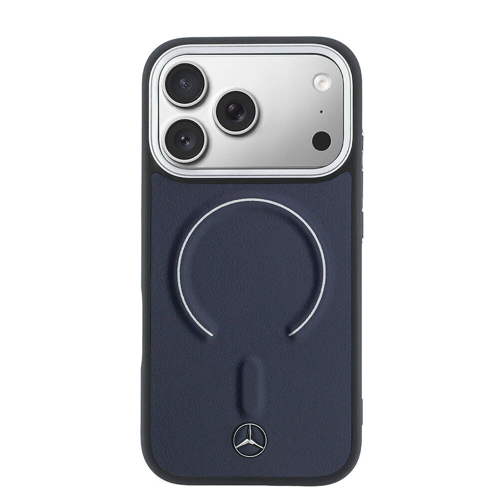 Apple iPhone 17 Pro Max Kılıf Mercedes Benz Orjinal Lisanslı M-safe Şarj Özellikli Metal Yıldız Logolu Kabartmalı Deri Kapak - 11