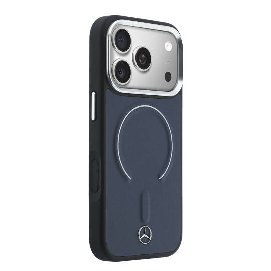 Apple iPhone 17 Pro Max Kılıf Mercedes Benz Orjinal Lisanslı M-safe Şarj Özellikli Metal Yıldız Logolu Kabartmalı Deri Kapak - 12