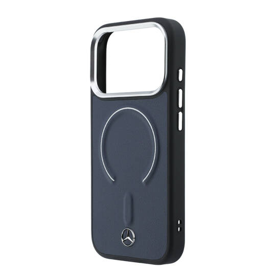 Apple iPhone 17 Pro Max Kılıf Mercedes Benz Orjinal Lisanslı M-safe Şarj Özellikli Metal Yıldız Logolu Kabartmalı Deri Kapak - 14