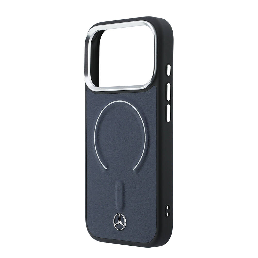 Apple iPhone 17 Pro Max Kılıf Mercedes Benz Orjinal Lisanslı M-safe Şarj Özellikli Metal Yıldız Logolu Kabartmalı Deri Kapak - 14