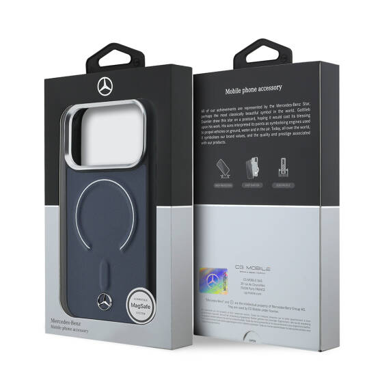 Apple iPhone 17 Pro Max Kılıf Mercedes Benz Orjinal Lisanslı M-safe Şarj Özellikli Metal Yıldız Logolu Kabartmalı Deri Kapak - 16