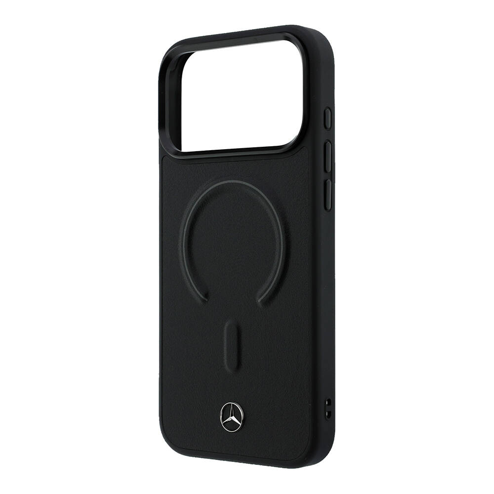 Apple iPhone 17 Pro Max Kılıf Mercedes Benz Orjinal Lisanslı M-safe Şarj Özellikli Metal Yıldız Logolu Kabartmalı Deri Kapak - 6