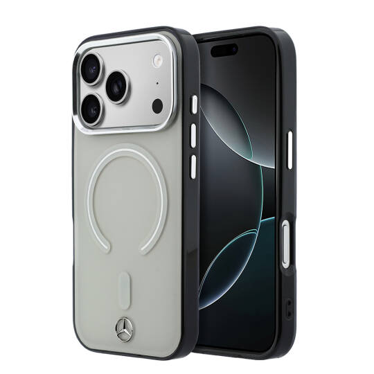 Apple iPhone 17 Pro Max Kılıf Mercedes Benz Orjinal Lisanslı M-safe Şarj Özellikli Saydam Yüzey İkonik 3D Metal Logolu Kapak