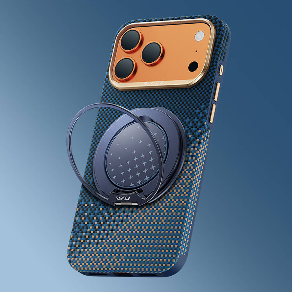 Apple iPhone 17 Pro Max Kılıf Raptic 2in1 Bundle Kit Aramid Skin Serenity Serisi Stand ve Karbon Kapak - 14