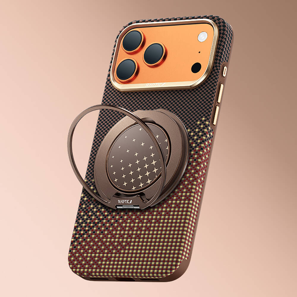 Apple iPhone 17 Pro Max Kılıf Raptic 2in1 Bundle Kit Aramid Skin Serenity Serisi Stand ve Karbon Kapak - 7