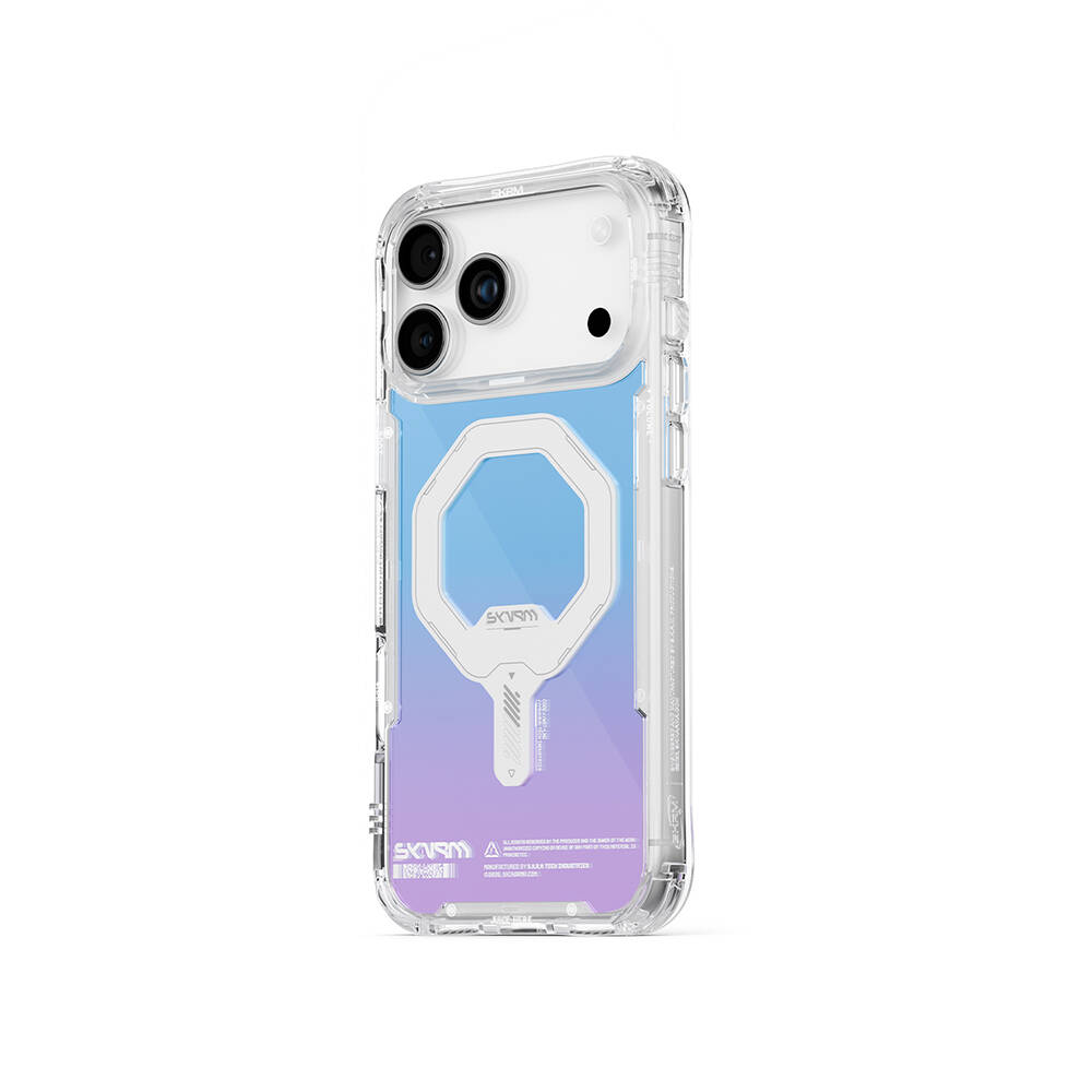 Apple iPhone 17 Pro Max Kılıf Skinarma M-Safe Şarj Özellikli IML Baskılı Holografik MYST Kapak - 4