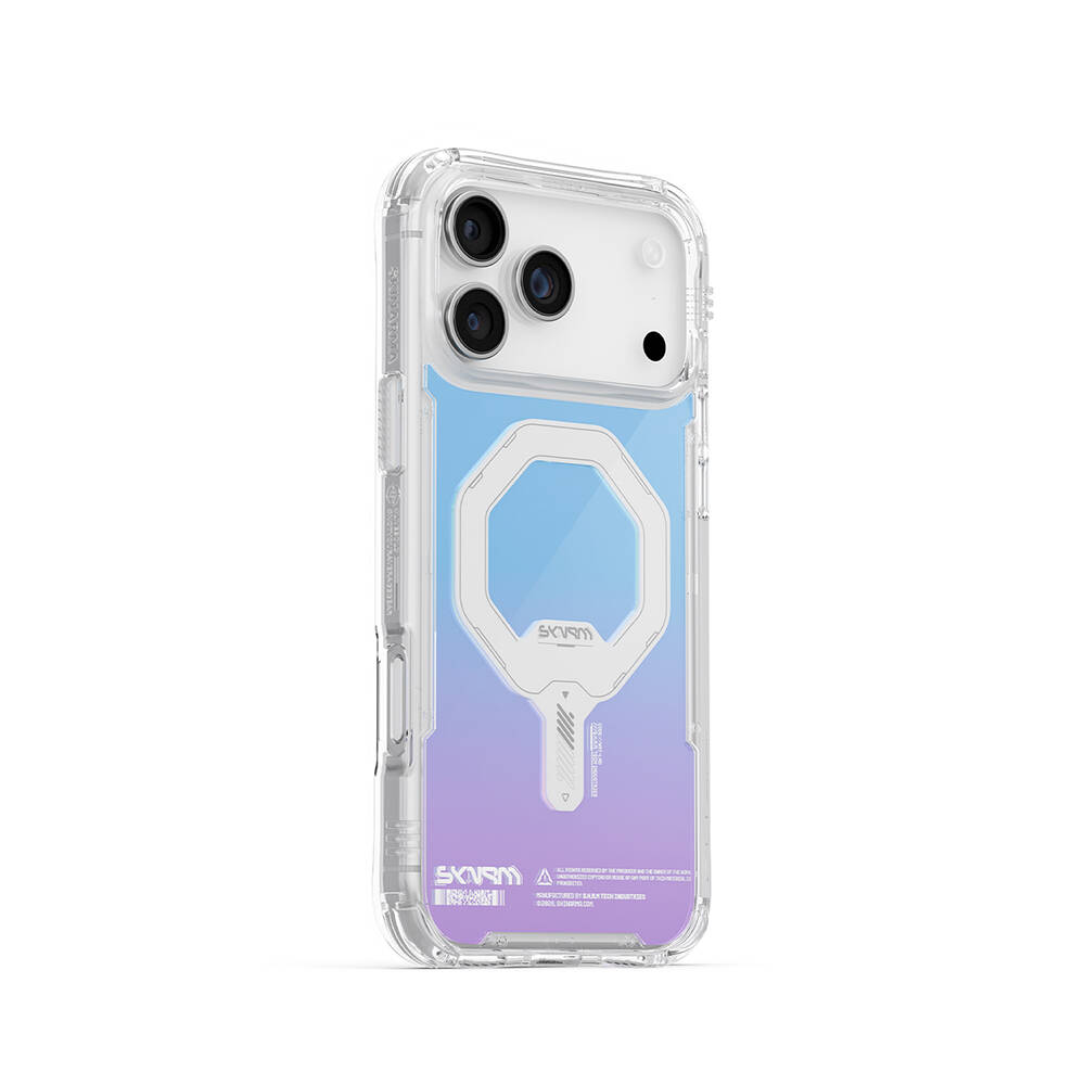 Apple iPhone 17 Pro Max Kılıf Skinarma M-Safe Şarj Özellikli IML Baskılı Holografik MYST Kapak - 5