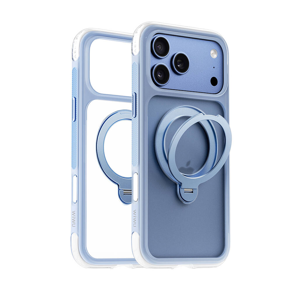Apple iPhone 17 Pro Max Kılıf Wiwu AS-203 AeroShield Ultra Serisi M-safe Şarj Özellikli Airbag Tasarımlı Standlı Kapak - 1