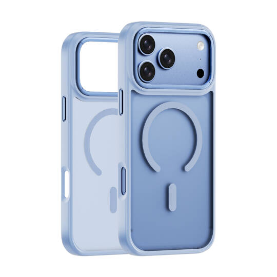 Apple iPhone 17 Pro Max Kılıf Wiwu FGG-012 ArmorPro Serisi M-safe Şarj Özellikli Parmak İzi Bırakmayan Kılıf Açık Mavi
