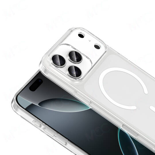 Apple iPhone 17 Pro Max Kılıf Zore M-safe Şarj Özellikli Şeffaf Kamera Çerçeveli Porto Kapak - 4