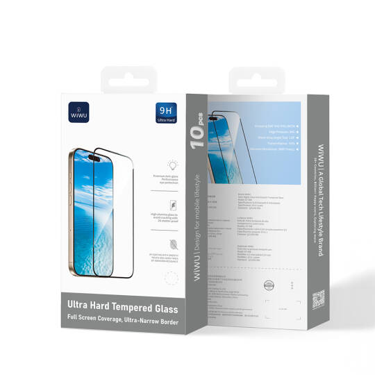 Apple iPhone 17 Pro Max Wiwu GT-008 Polimer Oleofobik Kaplama Şeffaf Pürüzsüz Temperli Cam Ekran Koruyucu 10lu Paket - 3