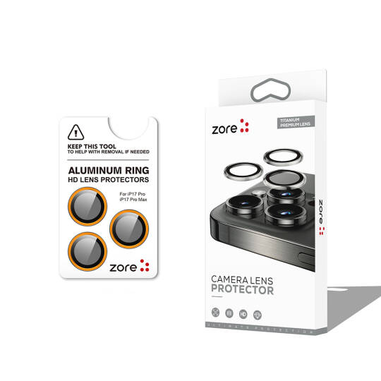 Apple iPhone 17 Pro Max Zore CL-12 Premium Safir Parmak İzi Bırakmayan Anti-Reflective Kamera Lens Koruyucu