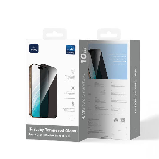 Apple iPhone 17 Pro Wiwu GT-015 Özellikli Çok Katmanlı Temperli iPrivacy Cam Ekran Koruyucu 10lu Paket - 8