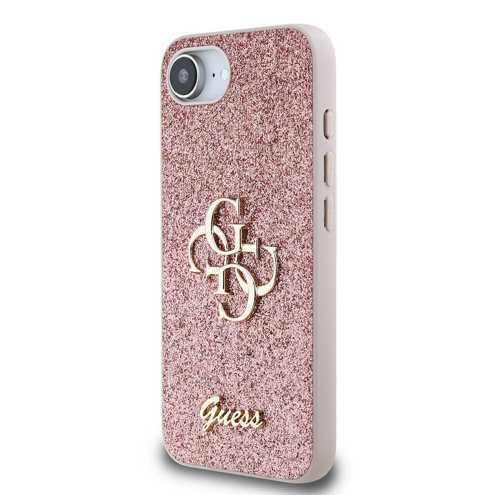 Apple iPhone 17E Kılıf Guess Orjinal Lisanslı 4G Büyük Metal Logolu Glitter Kapak - 4