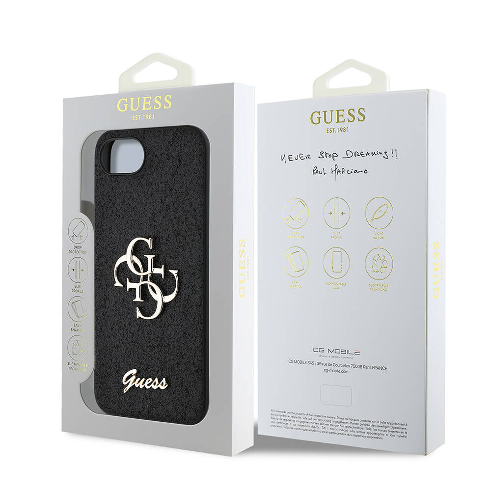 Apple iPhone 17E Kılıf Guess Orjinal Lisanslı 4G Büyük Metal Logolu Glitter Kapak - 16