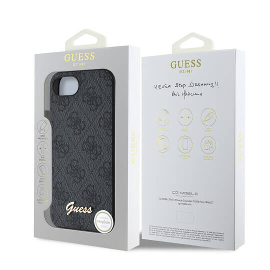 Apple iPhone 17E Kılıf Guess Orjinal Lisanslı 4G Desenli Script Metal Logolu Kapak - 10